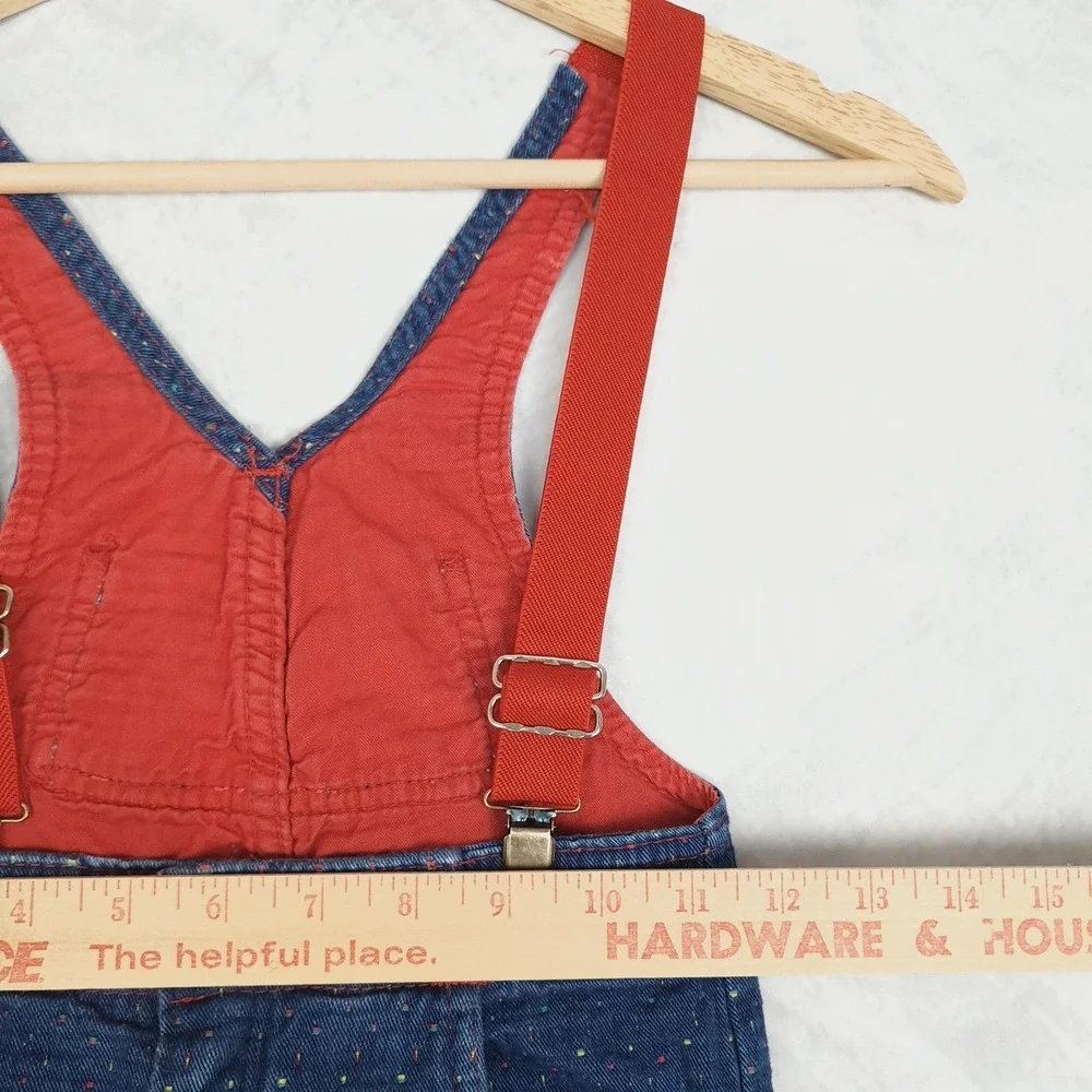 Vintage OshKosh B'Gosh Overalls Boys 6 Blue Red Space Patch Denim Pants 90s USA